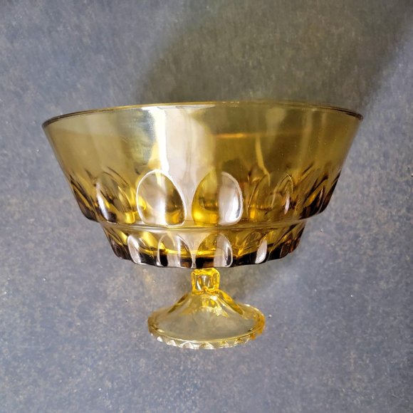 1960s Vintage Viking Georgian Amber Pedestal Trifle Fruit/Salad Bowl - Picture 6 of 7